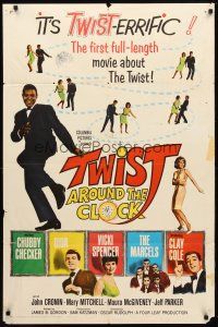 8p894 TWIST AROUND THE CLOCK 1sh '62 Chubby Checker in the first full-length Twist movie!