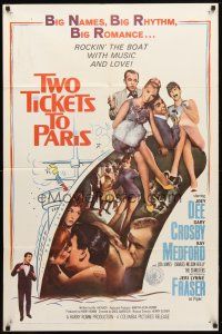 8p901 TWO TICKETS TO PARIS 1sh '62 Joey Dee, Gary Crosby, Kay Medford in France!