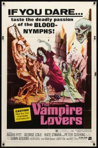 8p913 VAMPIRE LOVERS 1sh '70 Hammer, taste the deadly passion of the blood-nymphs if you dare!