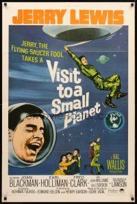 8p925 VISIT TO A SMALL PLANET 1sh R66 wacky alien Jerry Lewis saucers down to Earth from space!