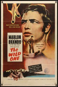 8p001 WILD ONE 1sh '53 Mary Murphy, Lee Marvin, ultimate biker Marlon Brando!