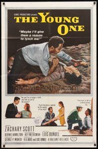 8p992 YOUNG ONE 1sh '61 Luis Bunuel vs Mexican racism, Zachary Scott, La Joven!