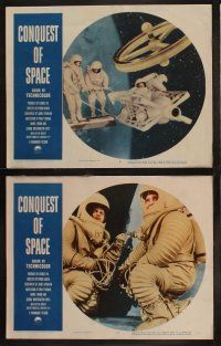 8r057 CONQUEST OF SPACE 8 LCs '55 George Pal sci-fi, great images of astronauts & space!