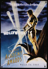8s012 74TH ANNUAL ACADEMY AWARDS 1sh '02 cool Alex Ross art of Oscar over Hollywood!