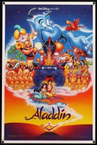 8s017 ALADDIN DS 1sh '92 classic Walt Disney Arabian fantasy cartoon, great art of cast!
