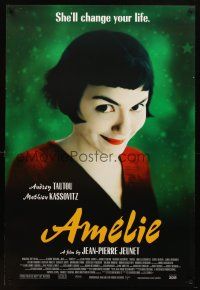 8s001 AMELIE DS 1sh '01 Jean-Pierre Jeunet, great close up of Audrey Tautou!