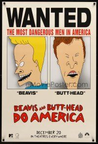 8s082 BEAVIS & BUTT-HEAD DO AMERICA teaser 1sh '96 Mike Judge, most dangerous men in America!