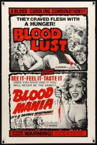 8s111 BLOODLUST/BLOOD MANIA 1sh '70s blood-curdling sexy double-bill!