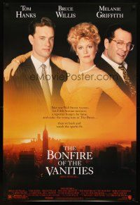 8s129 BONFIRE OF THE VANITIES DS 1sh '90 Tom Hanks, Bruce Willis & Melanie Griffith over New York!