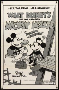 8s155 BUILDING A BUILDING 1sh R74 Walt Disney, Mickey & Minnie Mouse on construction site!