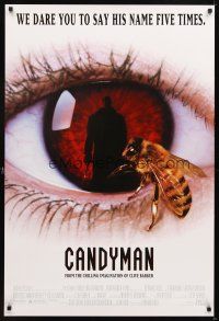 8s160 CANDYMAN 1sh '92 Clive Barker, creepy close-up image of bee in eyeball!