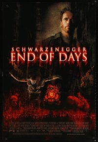 8s240 END OF DAYS DS 1sh '99 grizzled Arnold Schwarzenegger, cool creepy horror images!