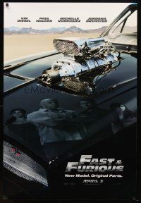 8s257 FAST & FURIOUS teaser DS 1sh '09 Vin Diesel, Paul Walker, blown R/T Charger!