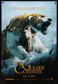 8s317 GOLDEN COMPASS teaser 1sh '07 Nicole Kidman, Dakota Blue Richards w/bear!