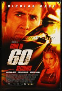 8s321 GONE IN 60 SECONDS DS 1sh '00 great image of car thieves Nicolas Cage & Angelina Jolie!