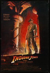 8s412 INDIANA JONES & THE TEMPLE OF DOOM 1sh '84 adventure is Ford's name, Bruce Wolfe art!