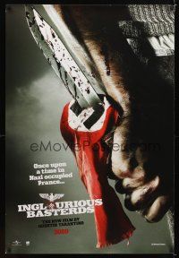 8s415 INGLOURIOUS BASTERDS teaser DS 1sh '09 Quentin Tarantino, bloody knife through Nazi flag!