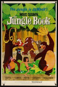8s431 JUNGLE BOOK 1sh '67 Walt Disney cartoon classic, great image of Mowgli & friends!