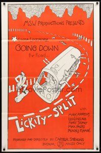 8s465 LICKITY SPLIT red style 1sh '74 directed by Carter Stevens, Linda Lovemore going down road!