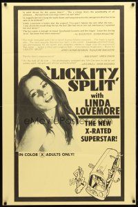 8s464 LICKITY SPLIT 1sh '74 directed by Carter Stevens, sexy Linda Lovemore going down the road!