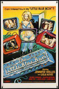 8s477 LITTLE BLUE BOX 1sh '78 sexy artwork of Jennifer Welles in TV screens!
