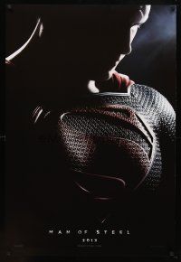 8s505 MAN OF STEEL teaser DS 1sh '13 close-up of Henry Cavill in the title role as Superman!