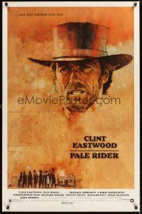 8s545 PALE RIDER 1sh '85 great artwork of cowboy Clint Eastwood by C. Michael Dudash!