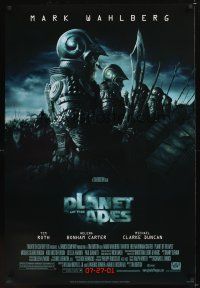 8s558 PLANET OF THE APES style C advance DS 1sh '01 Tim Burton, great image of huge ape army!