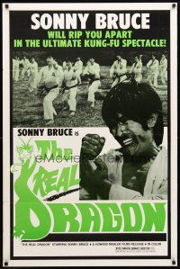 8s579 KUNG-FU THE INVISIBLE FIST 1sh R1970s The Real Dragon with Sonny Bruce, Brucesploitation!