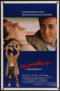 8s626 SAY ANYTHING int'l 1sh '89 image of John Cusack holding boombox, Ione Skye, Cameron Crowe!