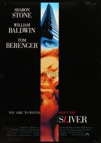 8s695 SLIVER DS 1sh '93 William Baldwin, Tom Berenger & sexy Sharon Stone!