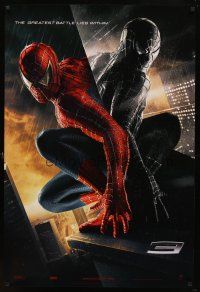 8s716 SPIDER-MAN 3 teaser DS 1sh '07 Sam Raimi, Tobey Maguire in red & black costumes!