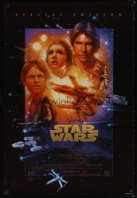 8s739 STAR WARS style B advance DS 1sh R97 George Lucas classic sci-fi epic, great art by Struzan!