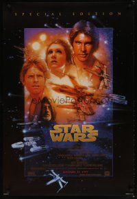 8s738 STAR WARS style B advance 1sh R97 George Lucas classic sci-fi epic, great art by Struzan!