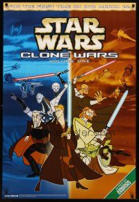 8s743 STAR WARS: CLONE WARS video 1sh '08 Anakin Skywalker, Yoda, & Obi-Wan Kenobi, CG cartoon!