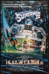 8s751 SUPERMAN III int'l 1sh '83 art of Christopher Reeve flying & Richard Pryor by Berkey!