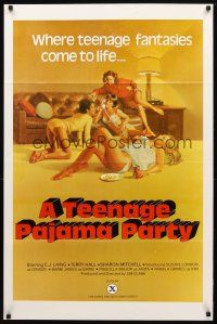 8s766 TEENAGE PAJAMA PARTY 1sh '77 C.J. Laing, Terry Hall, Gignilliat art of sexy teens!