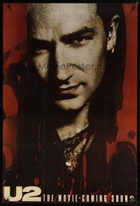 8s811 U2 RATTLE & HUM teaser 1sh '88 great close-up image of Irish rocker Bono!