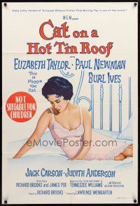 8t352 CAT ON A HOT TIN ROOF Aust 1sh R66 classic artwork of Elizabeth Taylor as Maggie the Cat!