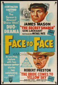 8t354 FACE TO FACE Aust 1sh '52 double-bill of Secret Sharer & Bride Comes to Yellow Sky!