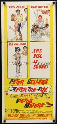 8t370 AFTER THE FOX Aust daybill '66 De Sica's Caccia alla Volpe, Peter Sellers, Frazetta art!