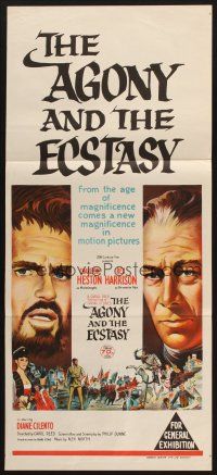 8t371 AGONY & THE ECSTASY Aust daybill '65 art of Charlton Heston & Rex Harrison!
