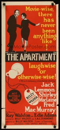 8t384 APARTMENT Aust daybill '60 Billy Wilder, Jack Lemmon, Shirley MacLaine!