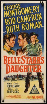 8t414 BELLE STARR'S DAUGHTER Aust daybill '48 art of Ruth Roman, George Montgomery, Rod Cameron!