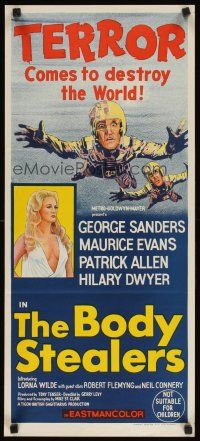 8t430 BODY STEALERS Aust daybill '70 sexy Lorna Wilde, George Sanders, art of skydiver in peril!