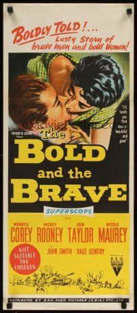 8t431 BOLD & THE BRAVE Aust daybill '56 Mickey Rooney, the guts & glory story bravely told!