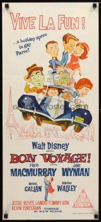 8t432 BON VOYAGE Aust daybill '62 Walt Disney, Fred MacMurray, Jane Wyman, great wacky art!