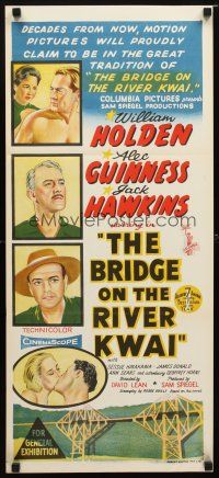 8t438 BRIDGE ON THE RIVER KWAI Aust daybill '58 William Holden, David Lean classic, stone litho!
