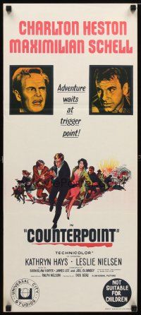 8t467 COUNTERPOINT Aust daybill '68 Charlton Heston, Maximilian Schell, adventure at trigger point
