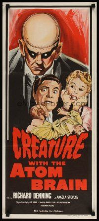 8t469 CREATURE WITH THE ATOM BRAIN Aust daybill '60s cool sci-fi art of dead man stalking his prey!